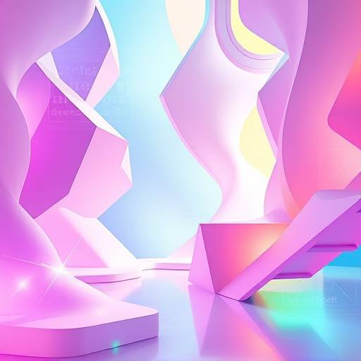 Abstract digital art depicting fluid, shifting geometric shapes and vibrant, emergent colors, representative of AI-generated artistic concepts for future game environments.